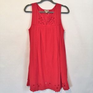 Lucky Brand Red Eyelet Dress Small